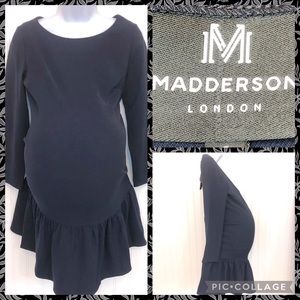 Madderson London Maternity Black Dropwaist Minidress Size 4 Ruffle Skirt NWT